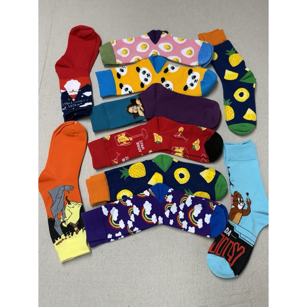 10 Pairs Novelty Crew Socks Mixed Designs EU 36–42 US Women's 6–10 New #10